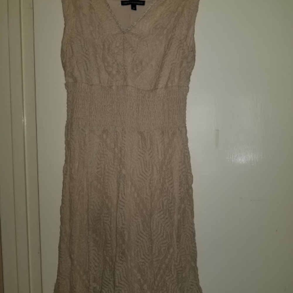 Tan Lacey Sleeveless Dress
